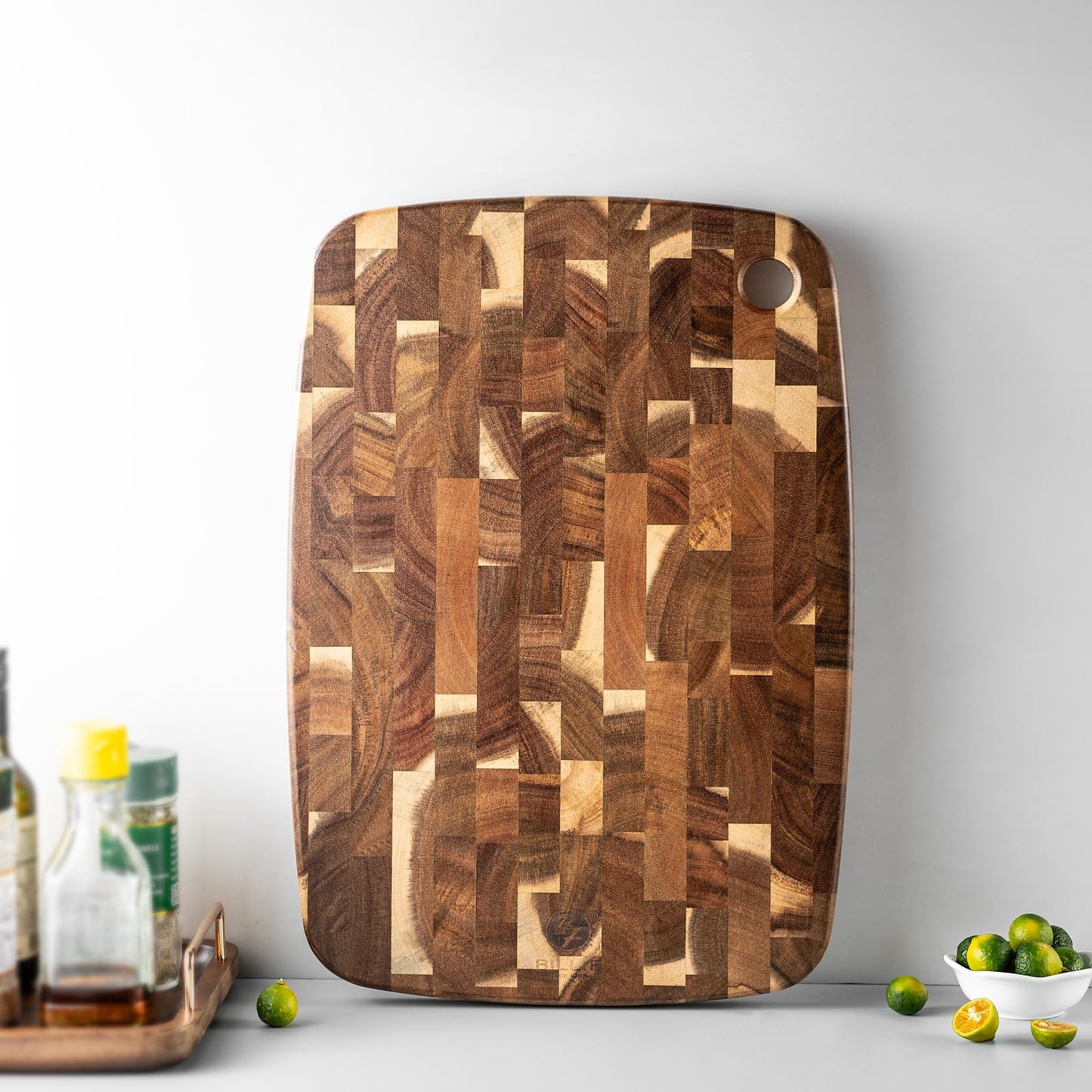 Wood Cutting Board Butcher Block, Wooden Chopping Board Handles Meat Cheese Charcuterie Board, Ideal for Chopping, Slicing, and Dicing 15.7 x 11 Inch