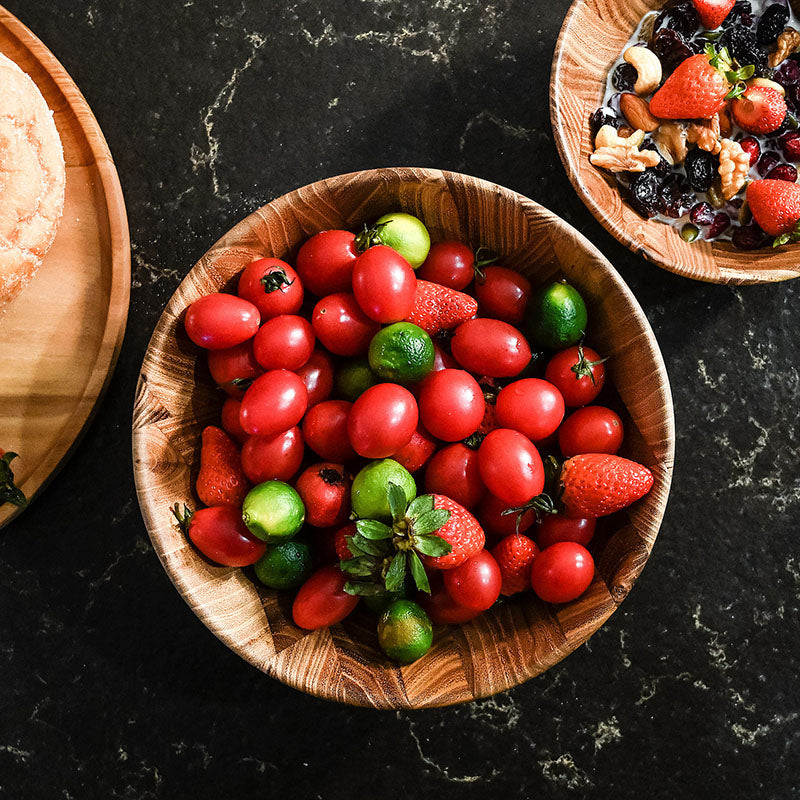 Max 50% off - Teak Wood Natural Grain Bowl Serving Bowl for Fruit Salad, Single Bowl