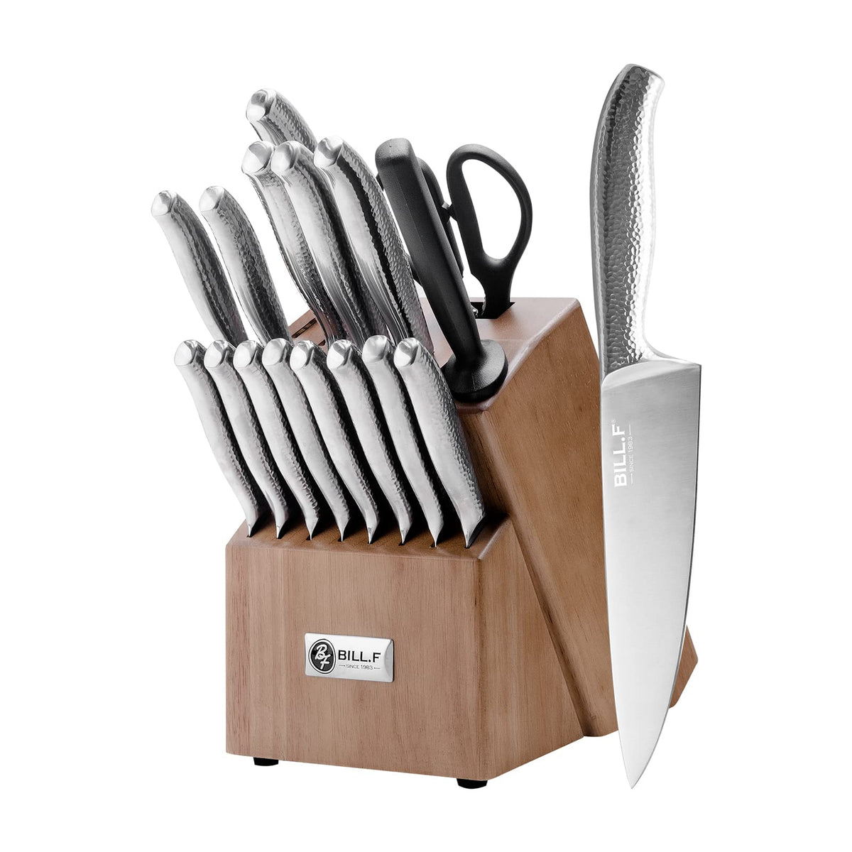 Bill.F® 17-Piece Cutlery Knife Block Set with Built-in Sharpener – BillF