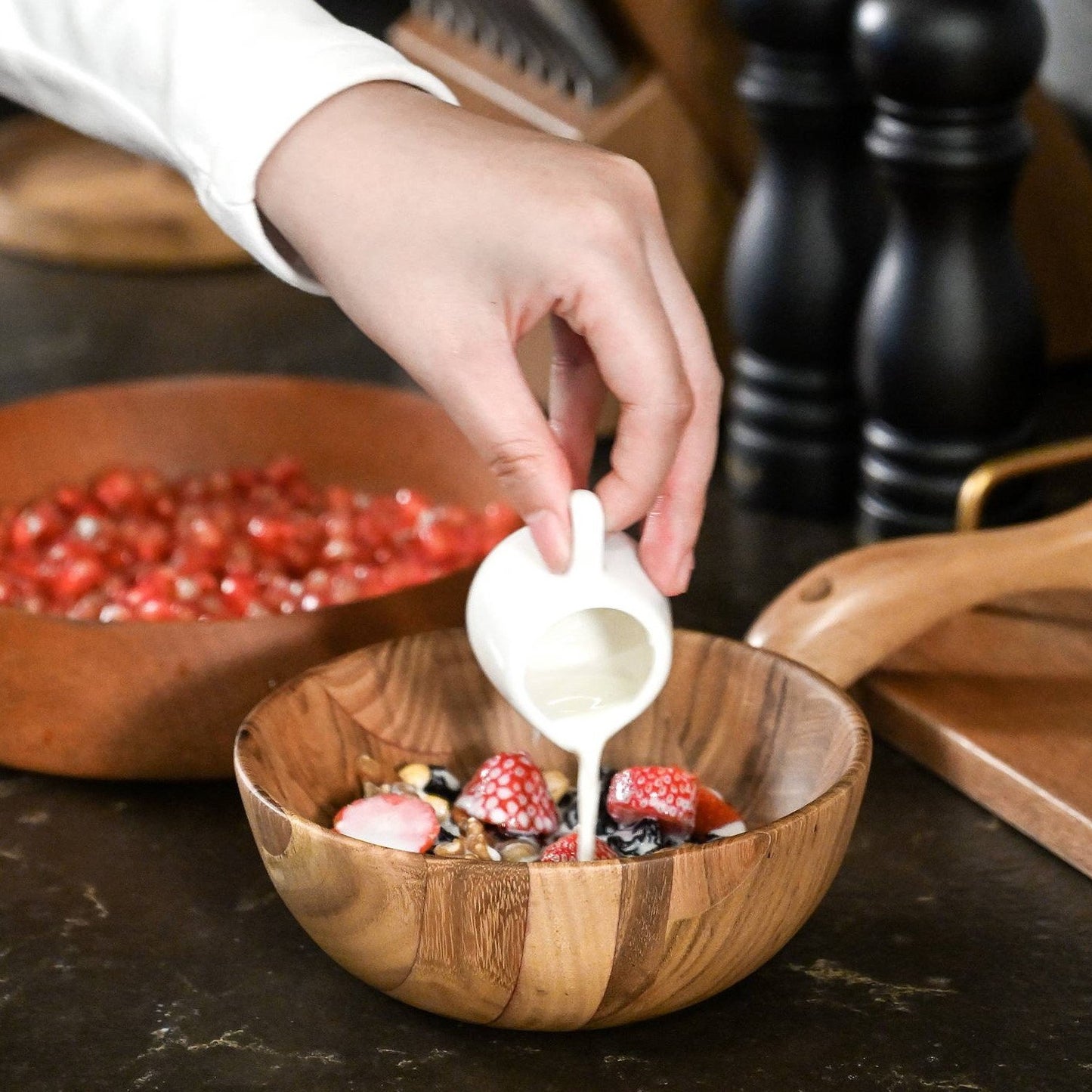 Max 50% off - Teak Wood Natural Grain Bowl Serving Bowl for Fruit Salad, Single Bowl
