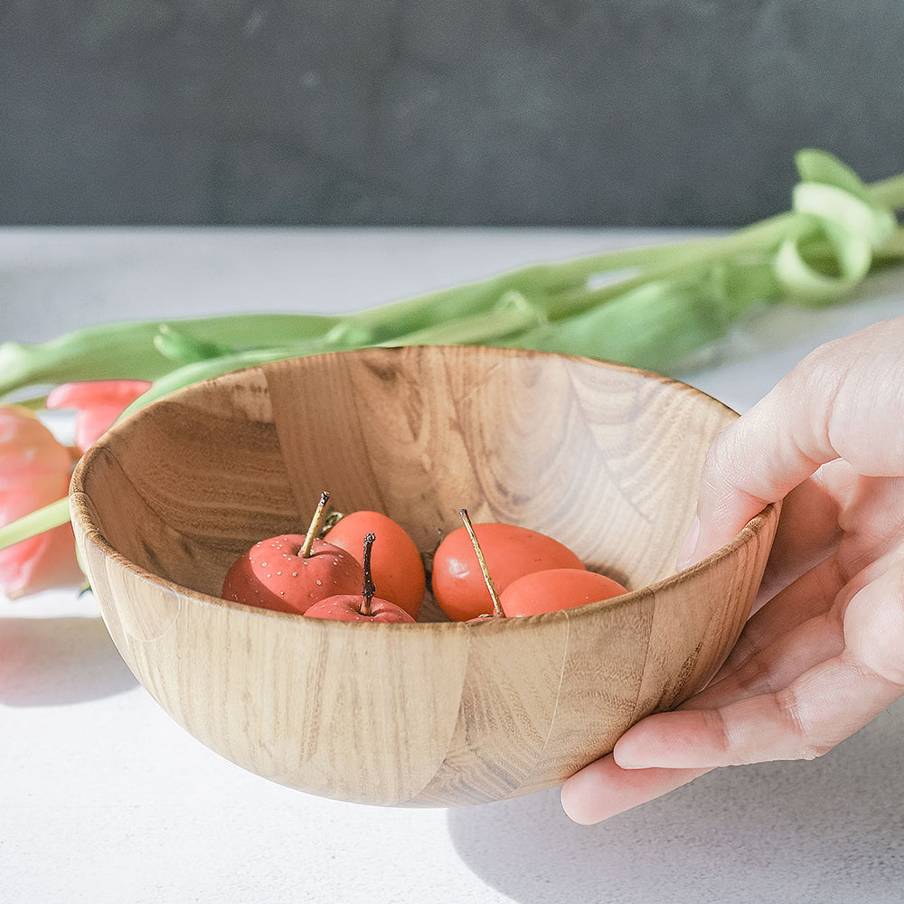 Max 50% off - Teak Wood Natural Grain Bowl Serving Bowl for Fruit Salad, Single Bowl