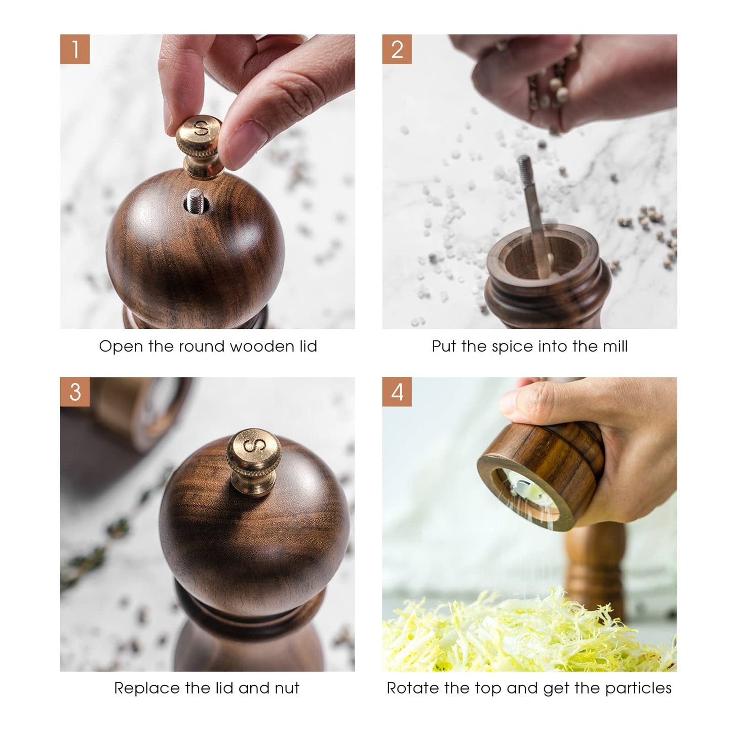 Wooden Salt and Pepper Grinder Set