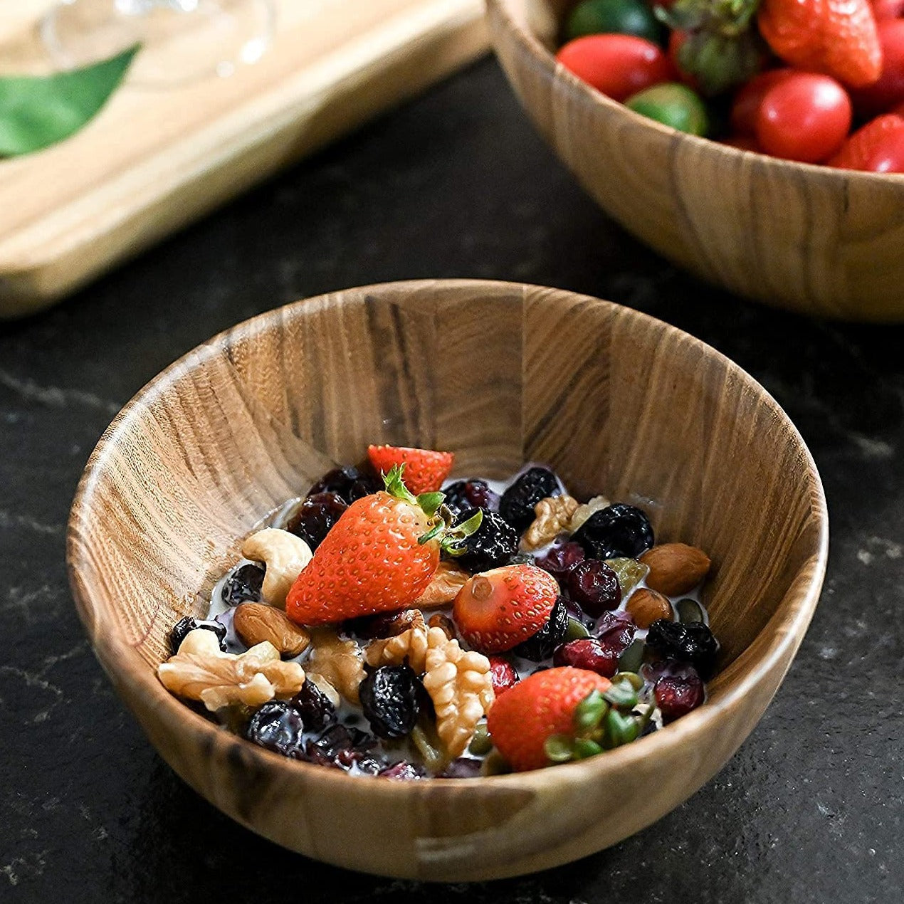 Max 50% off - Teak Wood Natural Grain Bowl Serving Bowl for Fruit Salad, Single Bowl