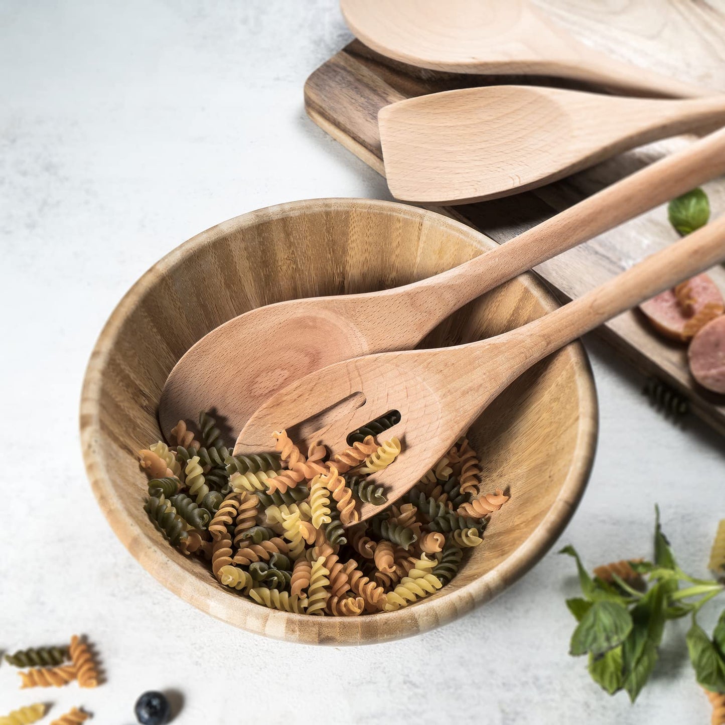 Wooden Cooking Utensils Set of Spoons 4-Piece Kitchen Utensil Set for Non-Stick Cookware