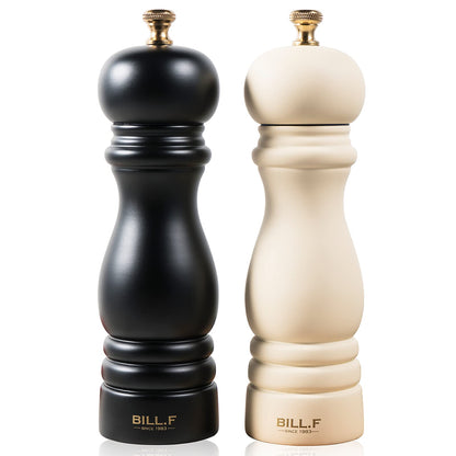BILL.F Salt and Pepper Grinder Wooden Pepper Mill Grinder Salt Pepper Shakers Set of 2 with Adjustable Ceramic Rotor- 7 Inch