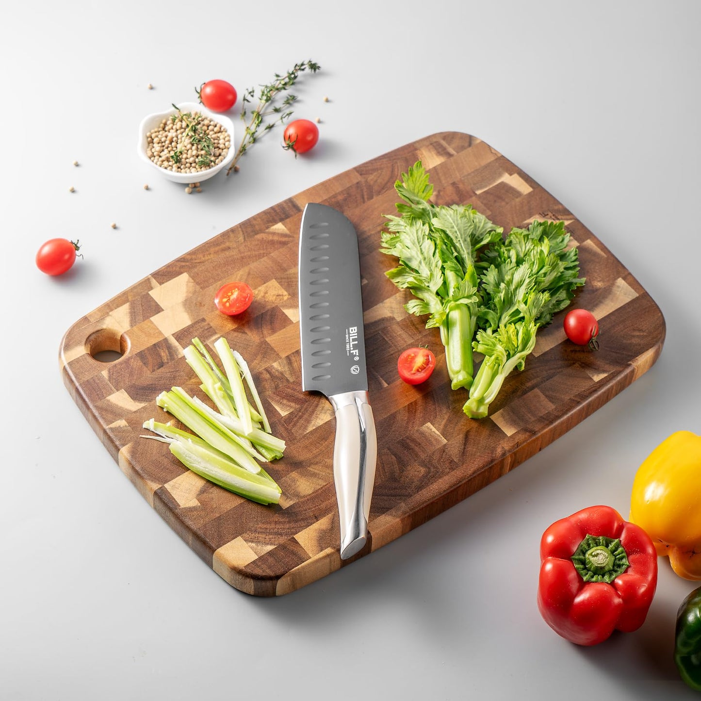 Wood Cutting Board Butcher Block, Wooden Chopping Board Handles Meat Cheese Charcuterie Board, Ideal for Chopping, Slicing, and Dicing 15.7 x 11 Inch