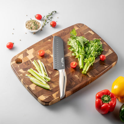 Wood Cutting Board Butcher Block, Wooden Chopping Board Handles Meat Cheese Charcuterie Board, Ideal for Chopping, Slicing, and Dicing 15.7 x 11 Inch