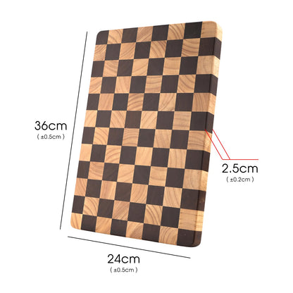 Wood Cutting Board Butcher Block, Wooden Chopping Board with Checkerboard Pattern and Inner Side Handles Meat Cheese Charcuterie Board, Ideal for Chopping, Slicing, and Dicing 14 * 9.5 Inch