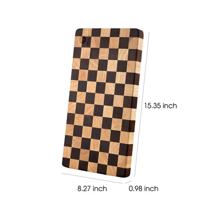 Wood Cutting Board Butcher Block, Wooden Chopping Board with Checkerboard Pattern and Inner Side Handles Meat Cheese Charcuterie Board, Ideal for Chopping, Slicing, and Dicing 15 * 8 inch