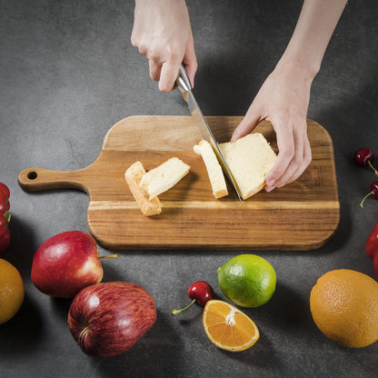BILL.F Acacia Wood Cutting Board with Handle Wooden Charcuterie Board Paddle Cheese Board Serving Boards for Kitchen Meat, Pizza,Cheese, Bread, Vegetables &Fruits