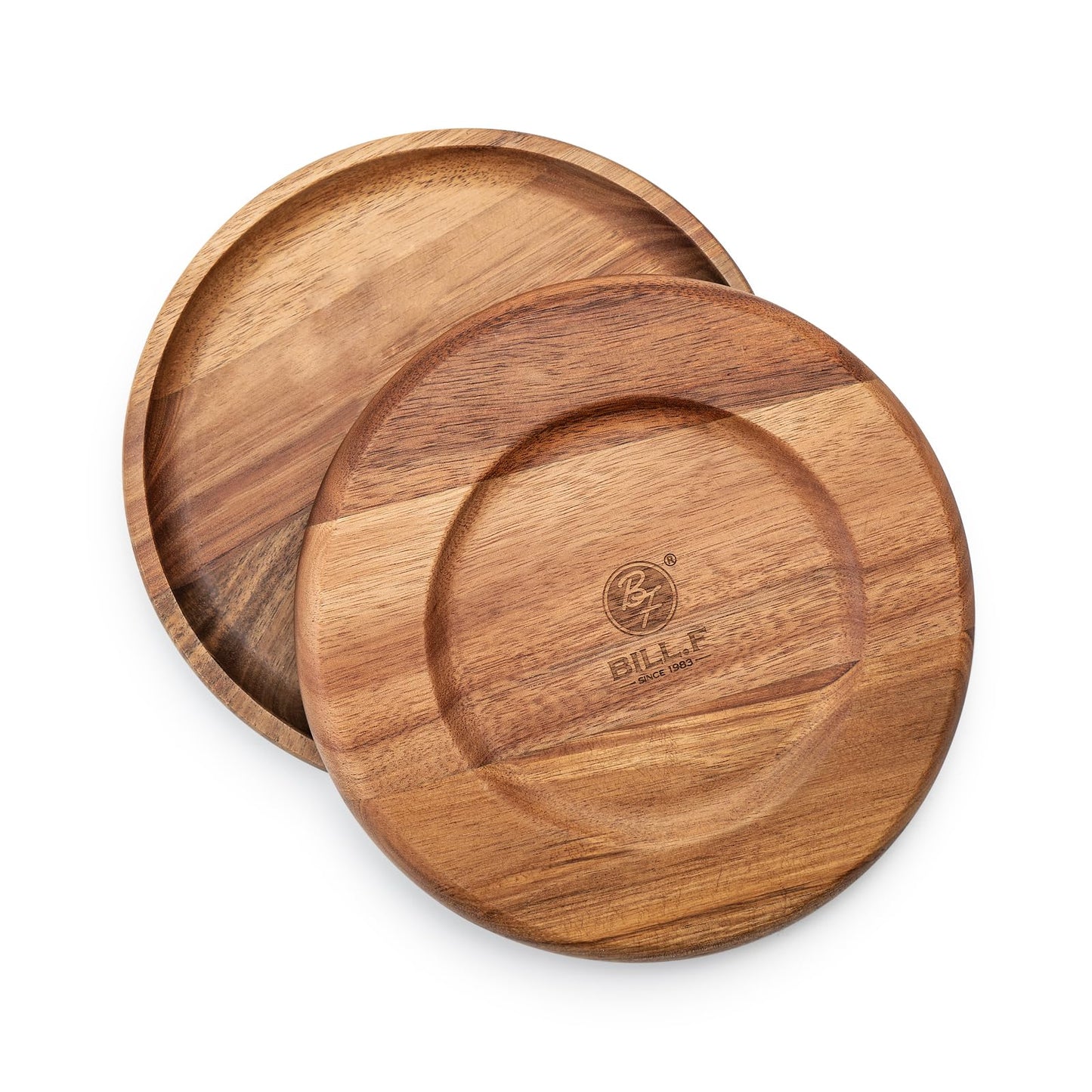 Wooden Plates Round Dinner Plates 8 Inch Acacia Wood Serving Tray Wooden Serving Platters for Home Decor, Food, Vegetables, Fruit, Charcuterie, Appetizer Serving Tray (Set of 4)