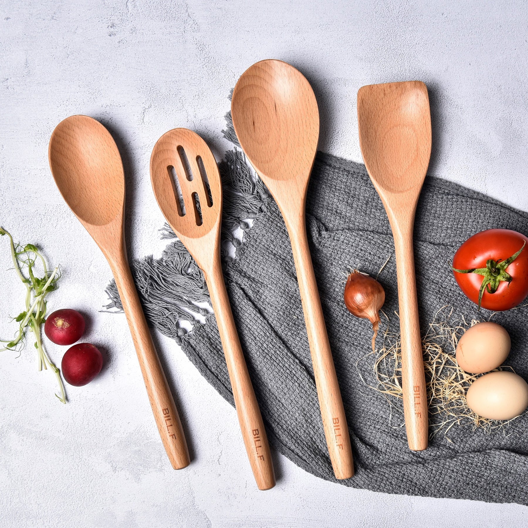 LAYBROY Wooden Spoons For Cooking, Wooden spatulas, Nonstick