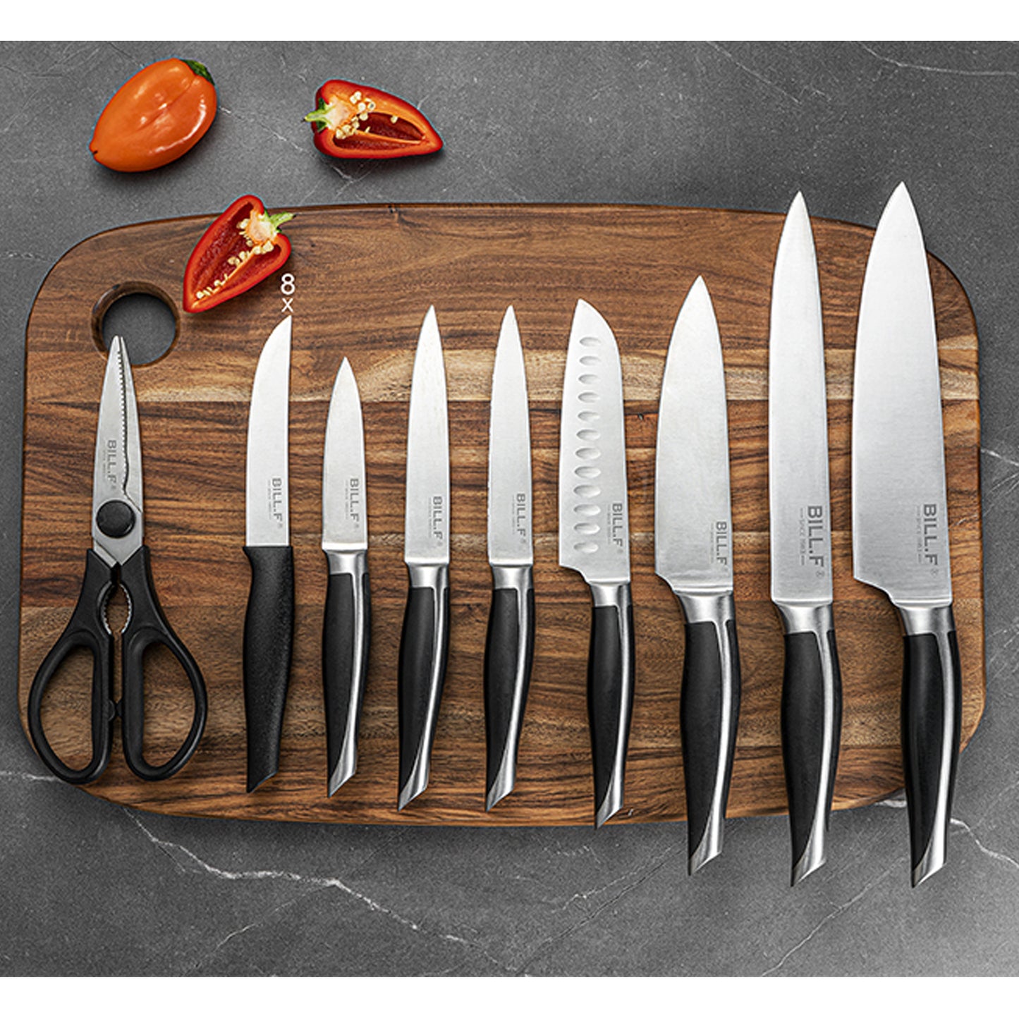 17-Piece Kitchen Knife Set with Self-Sharpener Block, Super Sharp Chef Knives