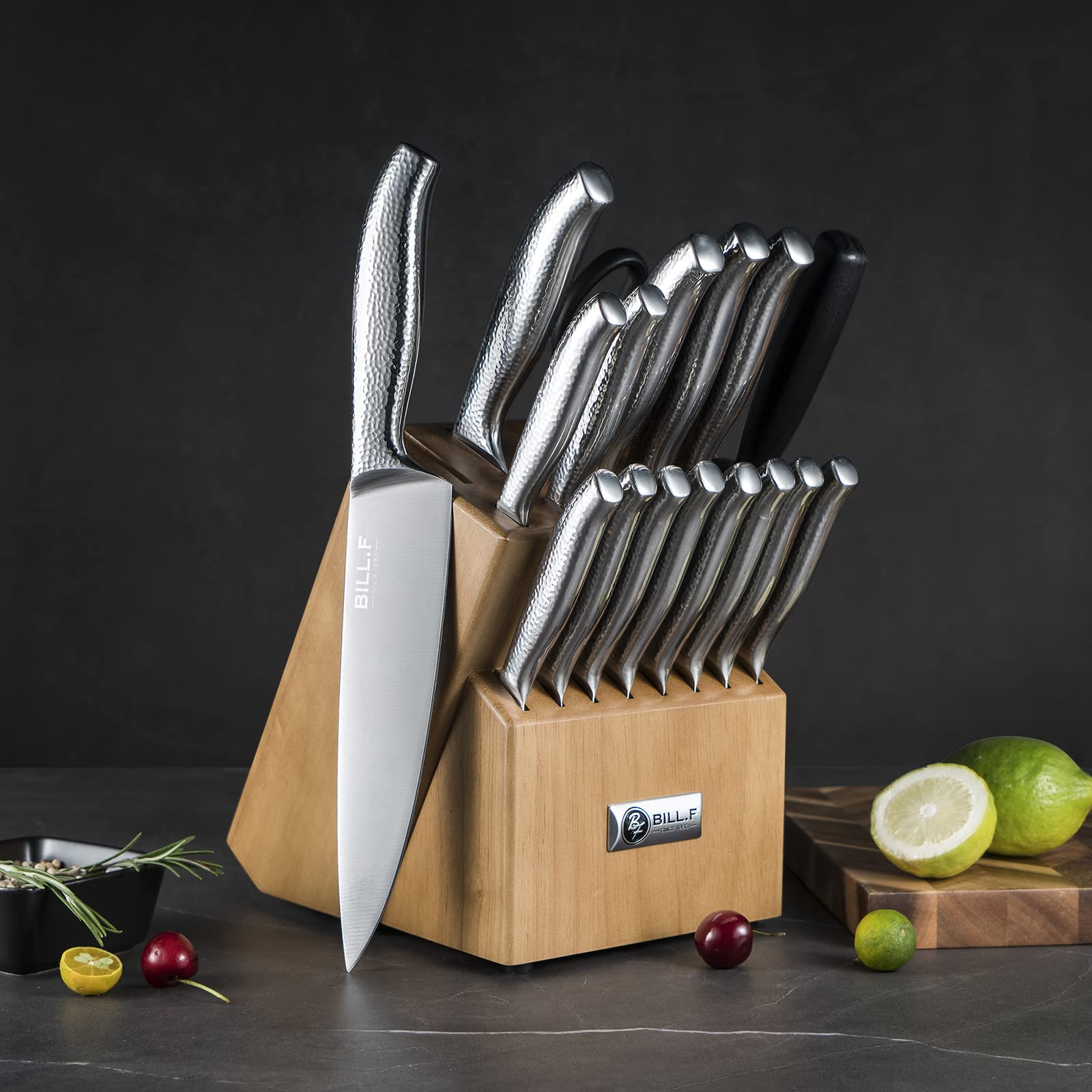 18-Piece Kitchen Knife Set with Block Wooden German Stainless
