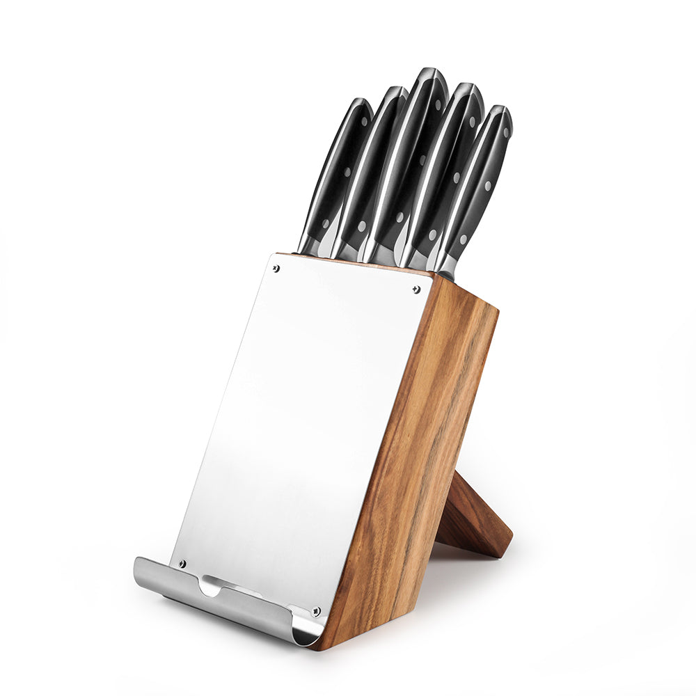 Bill.F® 6 Pieces Knife Block Set With Tablet/Cookbook Stand