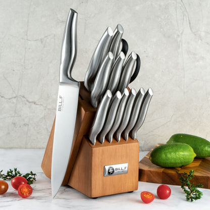 BILL.F 16 Pieces Kitchen Knife Sets with Block