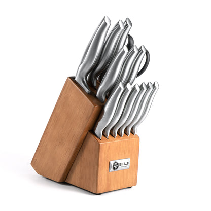 16-Piece Forged High-Carbon Stainless Steel Cutlery Block Set Kitchen Knife Set with Built-in Sharpener