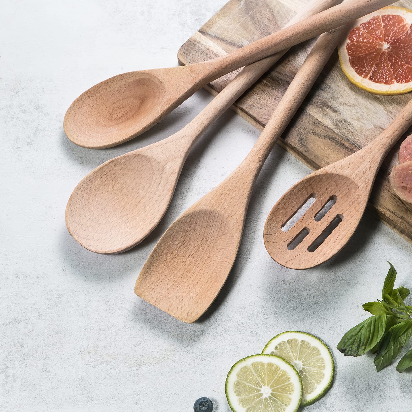 Kitchen Utensils Set, Wooden Spoons for Cooking Non-Stick Pan