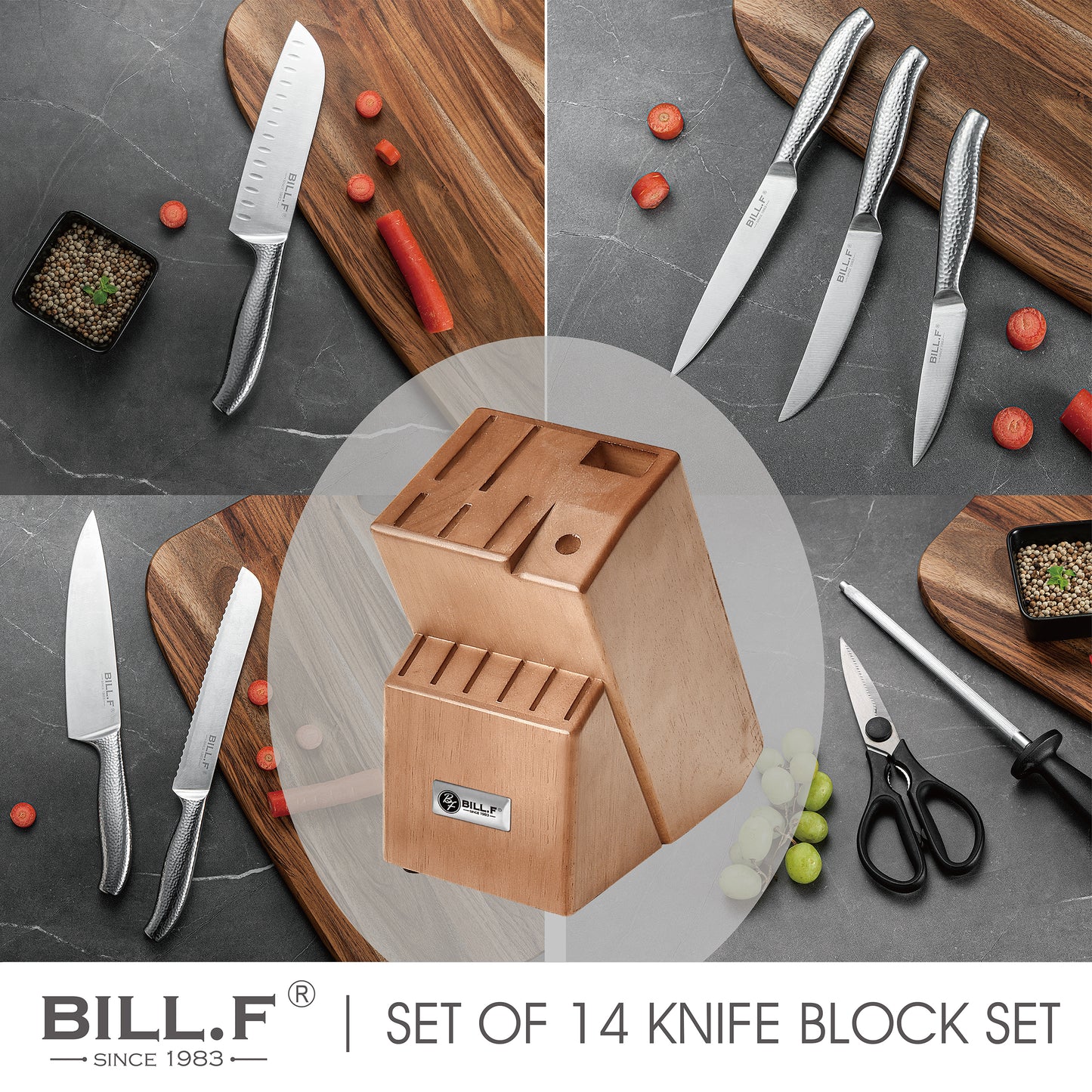 14 Pieces Kitchen Knife Set Stainless Steel Professional Chef Knives