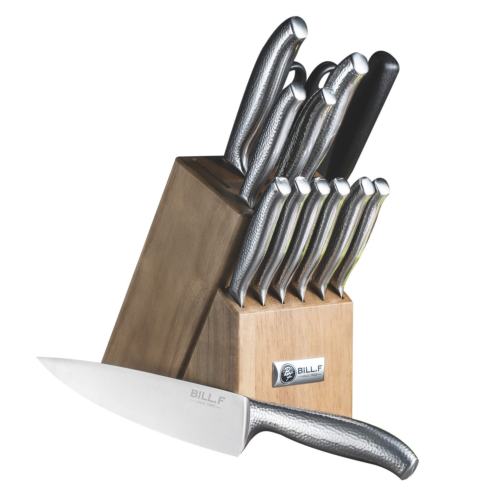 Pakhofh 14-Piece Chef Stainless Steel Kitchen Knives—Set with Black Bl