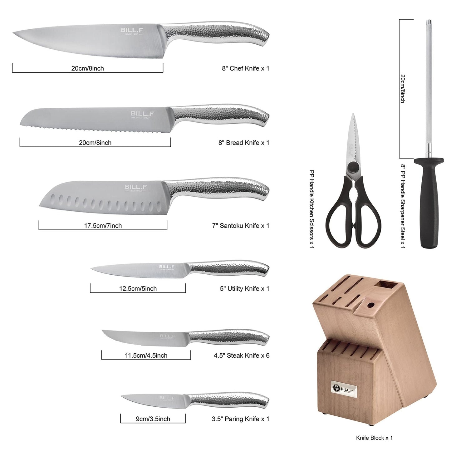 14 Pieces Kitchen Knife Set Stainless Steel Professional Chef Knives